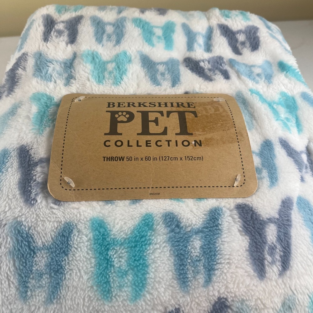 Berkshire Pet Collection French Bulldog Dog Throw Blanket 50x60 Plush Blue Gray